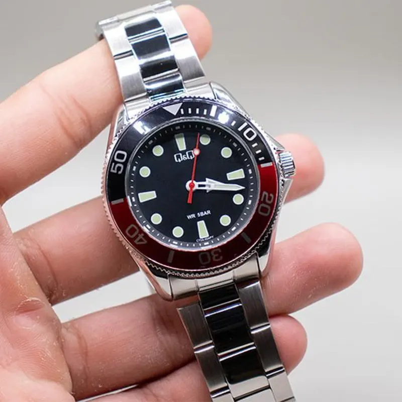 Q&Q Japan Quartz Black Dial Coke Bezel Men's Watch- C72A-004PY